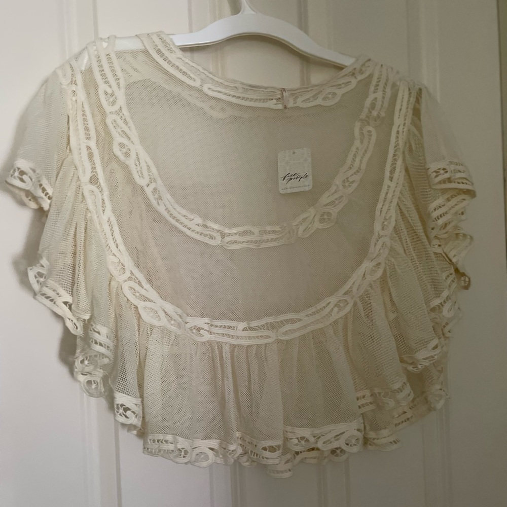 Free people cream lace top XL
